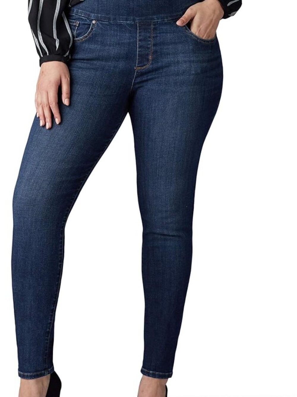 Lee Women's Plus Sculpting Slim Fit Skinny Pull-On Jeans, Landslide, 20 Petite